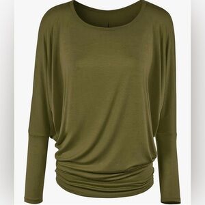 Flowy and Comfort Draped Long Sleeve Batwing Dolman -olive